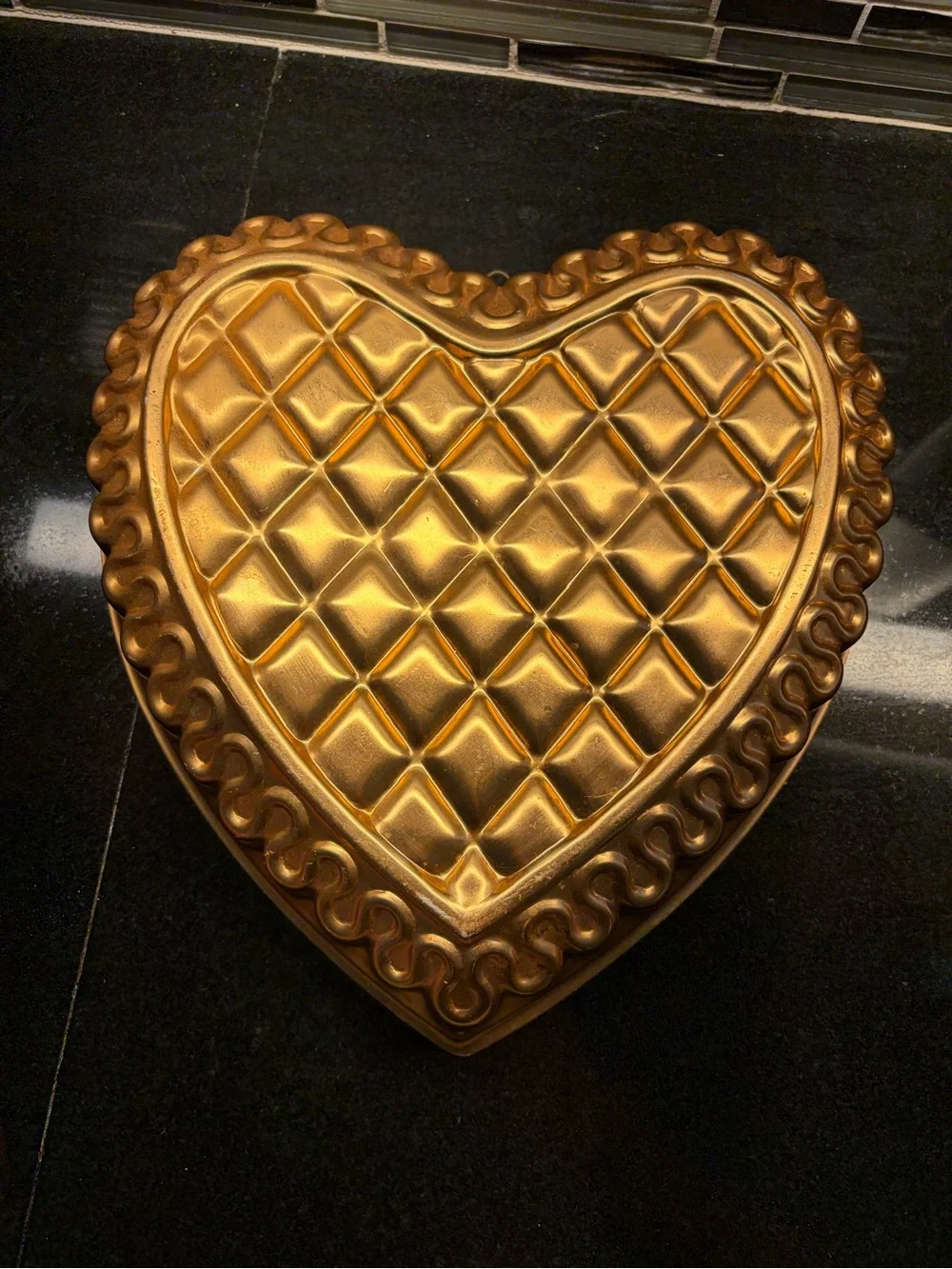 Vintage Quilted Heart Copper Mold